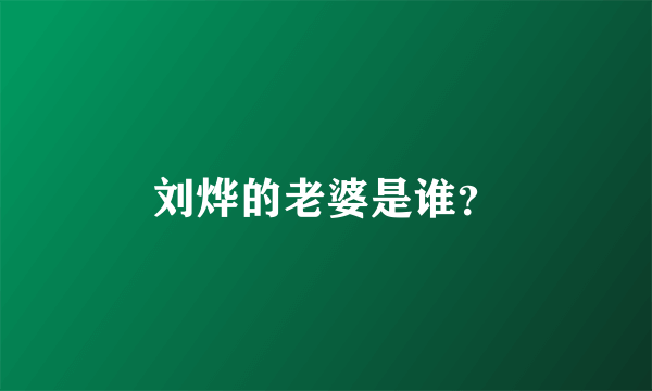 刘烨的老婆是谁？