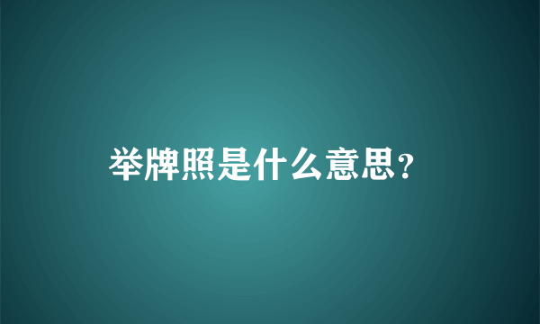 举牌照是什么意思？