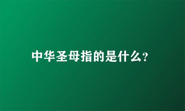 中华圣母指的是什么？