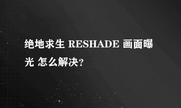 绝地求生 RESHADE 画面曝光 怎么解决？