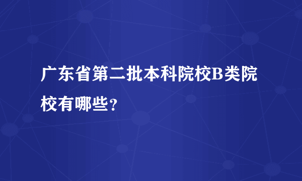 广东省第二批本科院校B类院校有哪些？