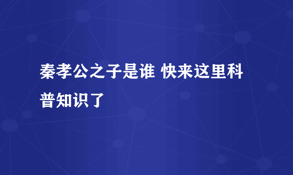 秦孝公之子是谁 快来这里科普知识了