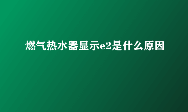 燃气热水器显示e2是什么原因