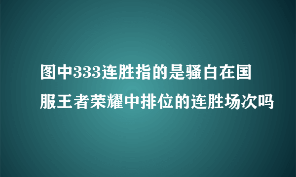 图中333连胜指的是骚白在国服王者荣耀中排位的连胜场次吗