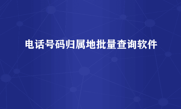 电话号码归属地批量查询软件