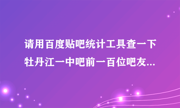 请用百度贴吧统计工具查一下牡丹江一中吧前一百位吧友贡献排名