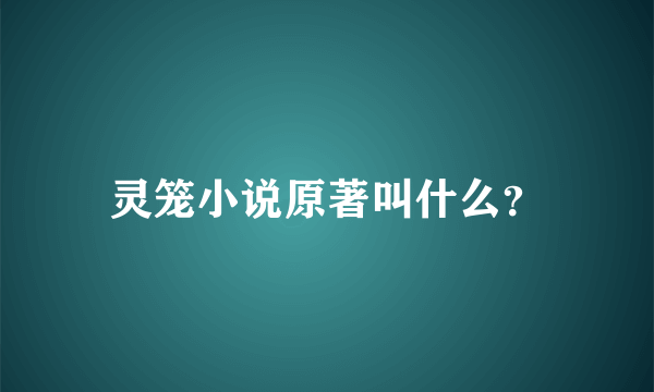 灵笼小说原著叫什么？