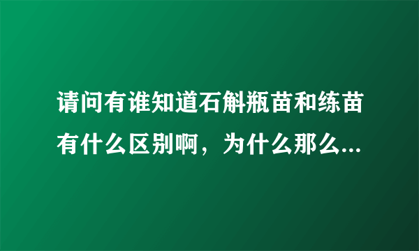 请问有谁知道石斛瓶苗和练苗有什么区别啊，为什么那么难种植啊？