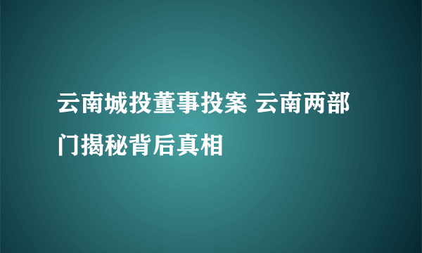 云南城投董事投案 云南两部门揭秘背后真相