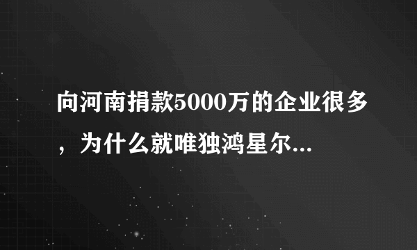 向河南捐款5000万的企业很多，为什么就唯独鸿星尔克受关注？