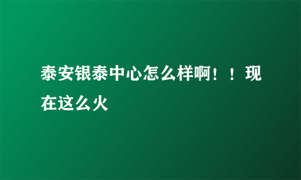 泰安银泰中心怎么样啊！！现在这么火