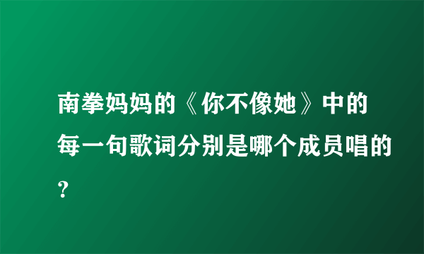 南拳妈妈的《你不像她》中的每一句歌词分别是哪个成员唱的？