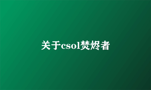 关于csol焚烬者