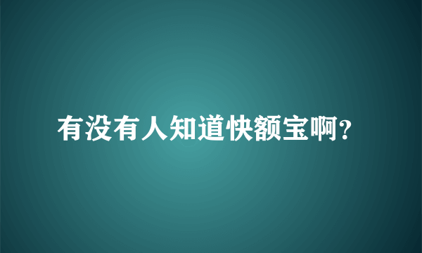 有没有人知道快额宝啊？