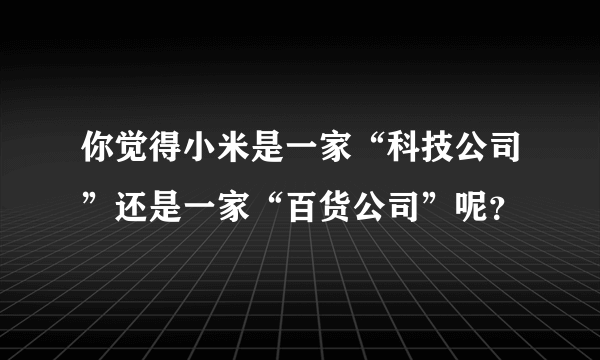 你觉得小米是一家“科技公司”还是一家“百货公司”呢？