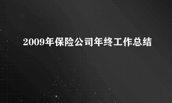 2009年保险公司年终工作总结