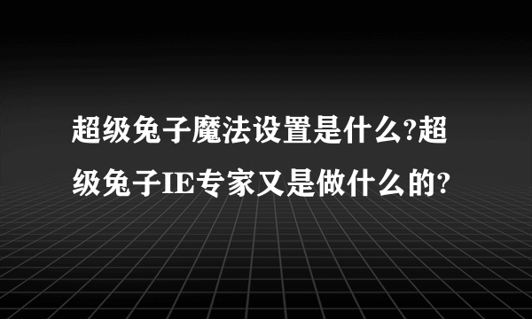 超级兔子魔法设置是什么?超级兔子IE专家又是做什么的?