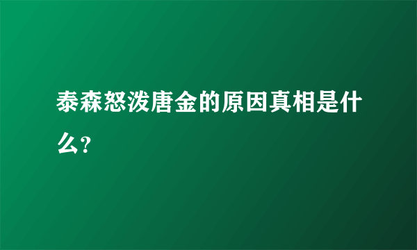 泰森怒泼唐金的原因真相是什么？