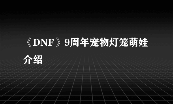 《DNF》9周年宠物灯笼萌娃介绍