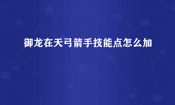 御龙在天弓箭手技能点怎么加