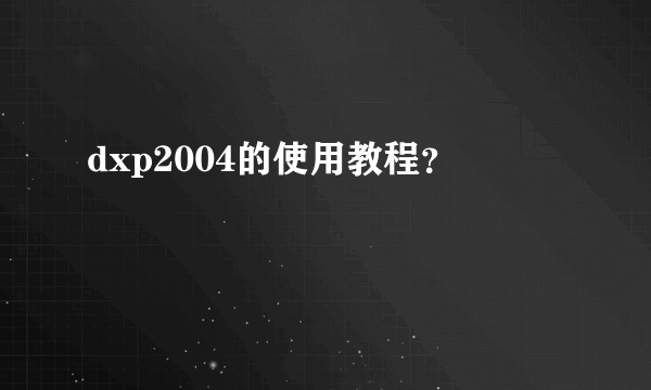 dxp2004的使用教程？