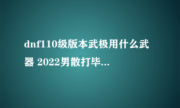 dnf110级版本武极用什么武器 2022男散打毕业武器推荐