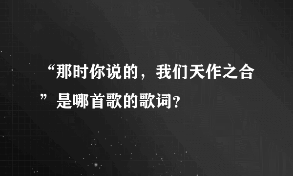 “那时你说的，我们天作之合”是哪首歌的歌词？