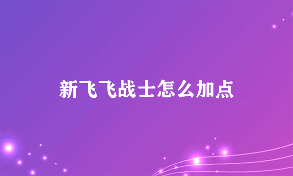 新飞飞战士怎么加点