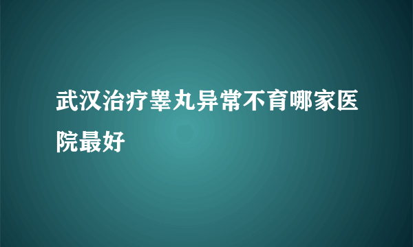 武汉治疗睾丸异常不育哪家医院最好