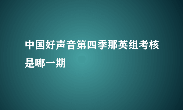 中国好声音第四季那英组考核是哪一期