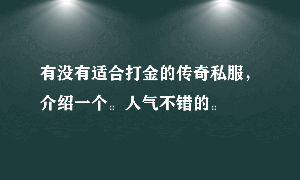 有没有适合打金的传奇私服，介绍一个。人气不错的。