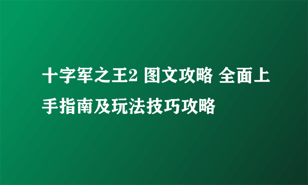 十字军之王2 图文攻略 全面上手指南及玩法技巧攻略