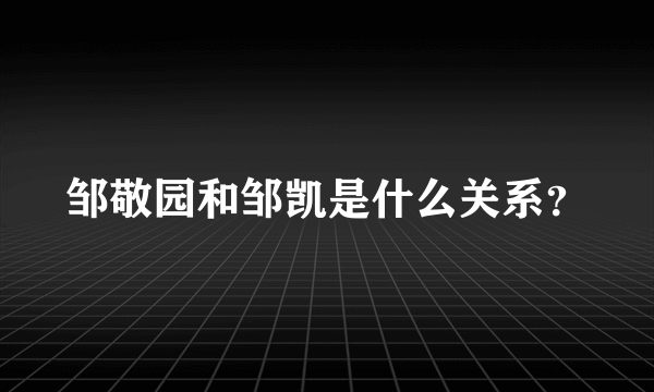 邹敬园和邹凯是什么关系？