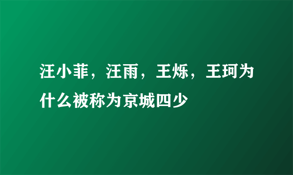 汪小菲，汪雨，王烁，王珂为什么被称为京城四少