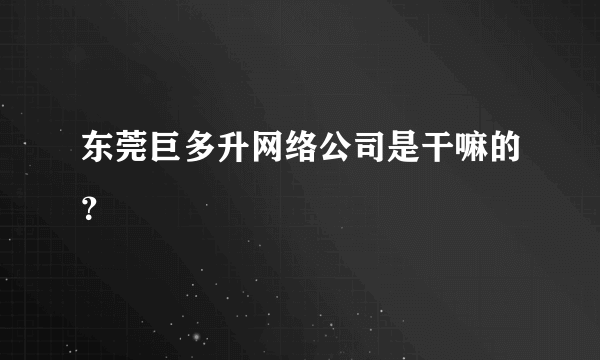 东莞巨多升网络公司是干嘛的？