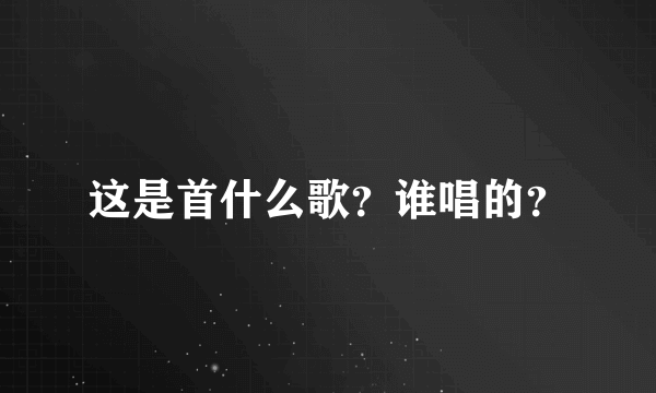 这是首什么歌？谁唱的？