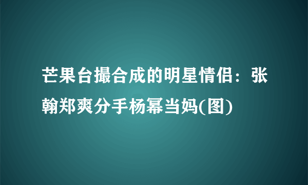 芒果台撮合成的明星情侣：张翰郑爽分手杨幂当妈(图)