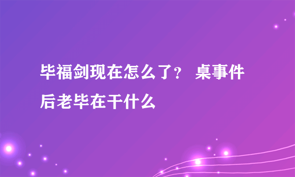 毕福剑现在怎么了？ 桌事件后老毕在干什么