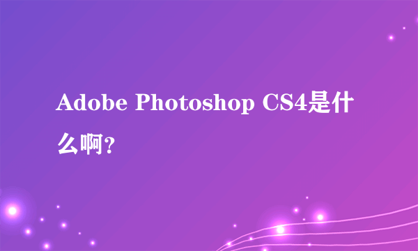 Adobe Photoshop CS4是什么啊？