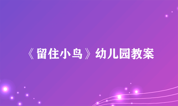 《留住小鸟》幼儿园教案