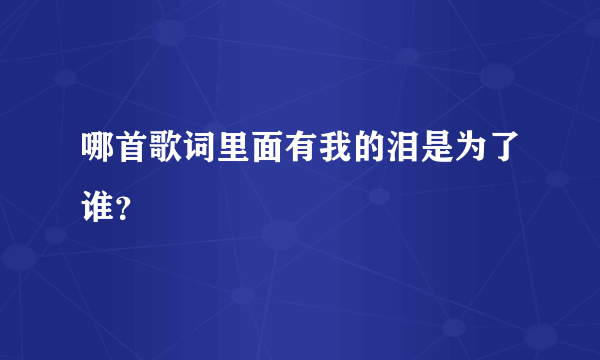 哪首歌词里面有我的泪是为了谁？