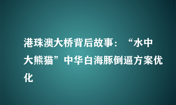 港珠澳大桥背后故事：“水中大熊猫”中华白海豚倒逼方案优化