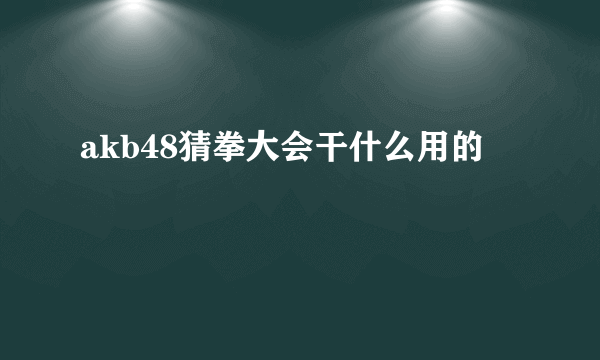 akb48猜拳大会干什么用的