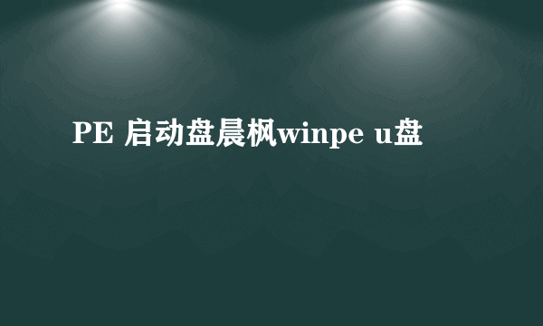 PE 启动盘晨枫winpe u盘