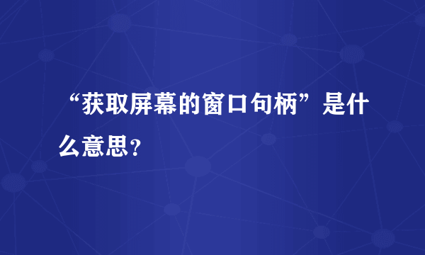 “获取屏幕的窗口句柄”是什么意思？