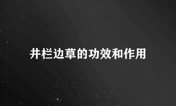 井栏边草的功效和作用