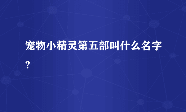 宠物小精灵第五部叫什么名字？