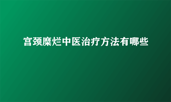 宫颈糜烂中医治疗方法有哪些