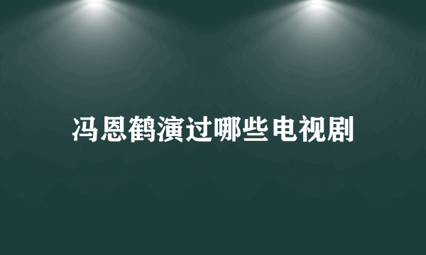 冯恩鹤演过哪些电视剧