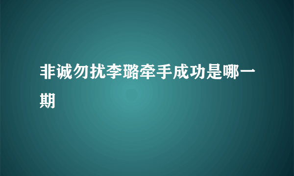 非诚勿扰李璐牵手成功是哪一期